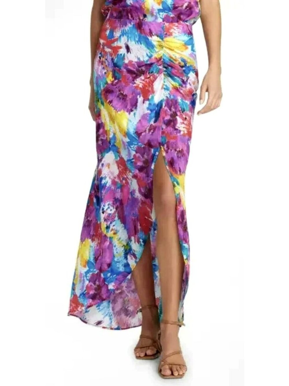 Robert Graham Tatum Side-slit Mosaic Floral Maxi Skirt Sz 4 New